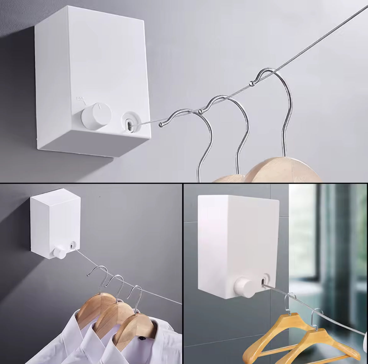 4M Retractable Clothesline – Indoor & Outdoor Invisible Drying Line for Balcony, Wall-Mounted Laundry Hanger